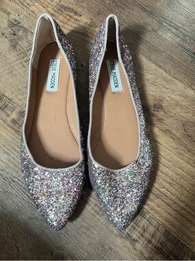 Steve Madden Pink Multi Glitter Pointed Flats